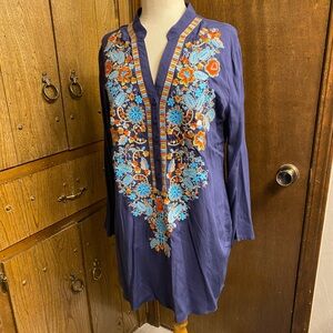 Solitaire Embroidered Blue Tunic top